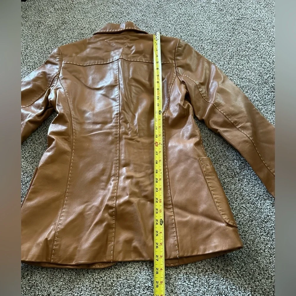 Theory Size M Medium Cognac Caramel Leather Jacket White Stitching R $995